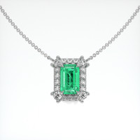 1.22 Ct. Emerald Necklace, 18K White Gold 1