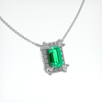 1.22 Ct. Emerald Necklace, 18K White Gold 2