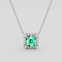 0.85 Ct. Emerald Necklace, 18K White Gold 1