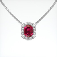 1.88 Ct. Pinkish Red Ruby Necklace, 18K White Gold 1