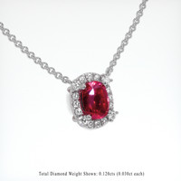 1.88 Ct. Pinkish Red Ruby Necklace, 18K White Gold 2