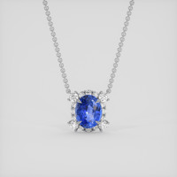 2.94 Ct. Blue Sapphire Necklace, 18K White Gold 1
