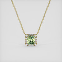 1.18 Ct. Green Sapphire Necklace, 14K Yellow Gold 1