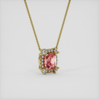 1.22 Ct. Padparadscha Sapphire Necklace, 18K Yellow Gold 2