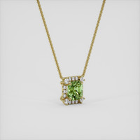 1.18 Ct. Green Sapphire Necklace, 18K Yellow Gold 2