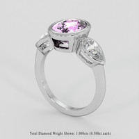 3.50 Ct. Purplish Pink Sapphire Ring, Platinum 950 2