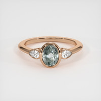 1.09 Ct. Bluish Green Sapphire Ring, 14K Rose Gold 1