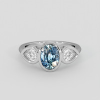 3.14 Ct. Greenish Blue Sapphire Ring, 10K White Gold 1