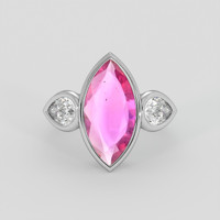 2.98 Ct. Pink Sapphire Ring, 10K White Gold 1