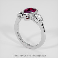 1.51 Ct. Purplish Red Ruby Ring, 14K White Gold 2