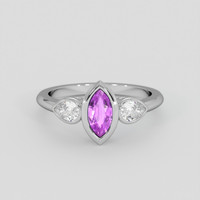 0.81 Ct. Purple Sapphire Ring, 14K White Gold 1