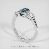 1.22 Ct. Greyish Blue Sapphire Ring, 14K White Gold 2
