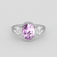 3.50 Ct. Purplish Pink Sapphire Ring, 14K White Gold 1