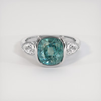 4.60 Ct. Bluish Green Sapphire Ring, 14K White Gold 1