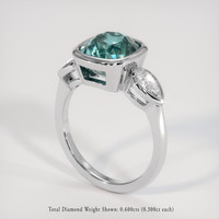 4.60 Ct. Bluish Green Sapphire Ring, 14K White Gold 2