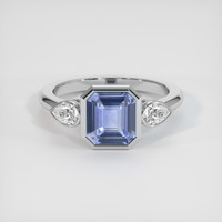 2.06 Ct. Blue Sapphire Ring, 18K White Gold 1