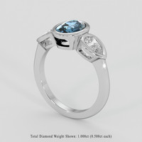 3.14 Ct. Greenish Blue Sapphire Ring, 18K White Gold 2