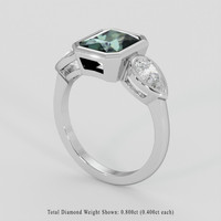 2.49 Ct. Bluish Green Sapphire Ring, 18K White Gold 2