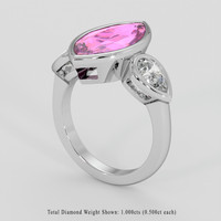 2.98 Ct. Pink Sapphire Ring, 18K White Gold 2