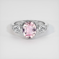 1.58 Ct. Pink Sapphire Ring, 18K White Gold 1