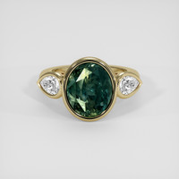 7.02 Ct. Bluish Green Sapphire Ring, 10K Yellow Gold 1