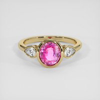 2.12 Ct. Purplish Pink Sapphire Ring, 14K Yellow Gold 1