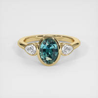 2.61 Ct. Greenish Blue Sapphire Ring, 14K Yellow Gold 1