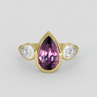 3.20 Ct. Pinkish Purple Sapphire Ring, 14K Yellow Gold 1