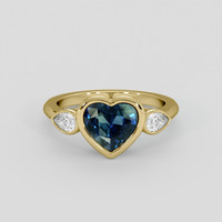 2.40 Ct. Greenish Blue Sapphire Ring, 14K Yellow Gold 1