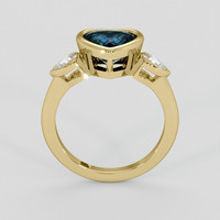 2.40 Ct. Greenish Blue Sapphire Ring, 14K Yellow Gold 3