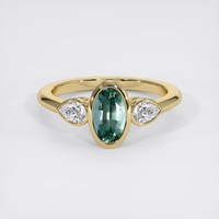 1.39 Ct. Bluish Green Sapphire Ring, 14K Yellow Gold 1