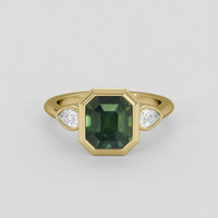 3.66 Ct. Green Sapphire Ring, 14K Yellow Gold 1