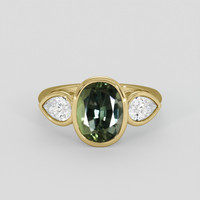 3.22 Ct. Green Sapphire Ring, 14K Yellow Gold 1