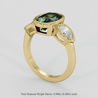 3.22 Ct. Green Sapphire Ring, 14K Yellow Gold 2