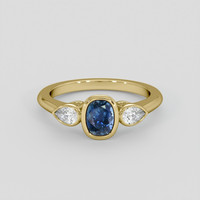 0.72 Ct. Greenish Blue Sapphire Ring, 18K Yellow Gold 1