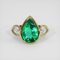 6.90 Ct. Emerald Ring, 18K Yellow Gold 1
