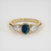 0.84 Ct. Greenish Blue Sapphire Ring, 18K Yellow Gold 1