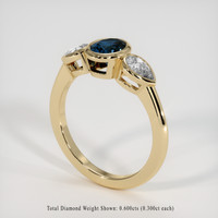 0.84 Ct. Greenish Blue Sapphire Ring, 18K Yellow Gold 2