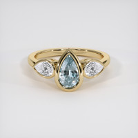 0.91 Ct. Greyish Blue Sapphire Ring, 18K Yellow Gold 1
