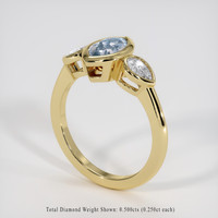 0.97 Ct. Blue Sapphire Ring, 18K Yellow Gold 2