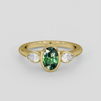 1.16 Ct. Green Sapphire Ring, 18K Yellow Gold 1