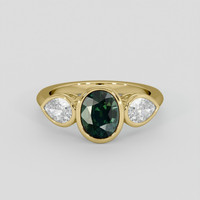 2.80 Ct. Green Sapphire Ring, 18K Yellow Gold 1