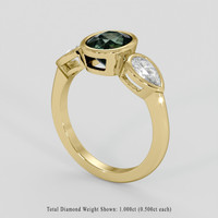 2.80 Ct. Green Sapphire Ring, 18K Yellow Gold 2