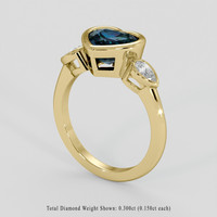 2.40 Ct. Greenish Blue Sapphire Ring, 18K Yellow Gold 2