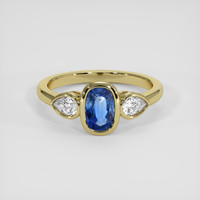 1.12 Ct. Blue Sapphire Ring, 18K Yellow Gold 1