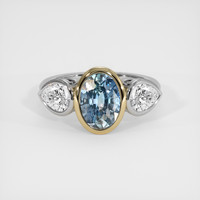 3.14 Ct. Greenish Blue Sapphire Ring, 18K Yellow & White 1