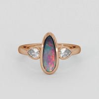 0.90 Ct. Multi Color Opal Ring, 14K Rose Gold 1