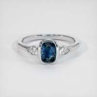 1.13 Ct. Greenish Blue Sapphire Ring, 10K White Gold 1