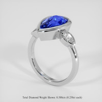3.55 Ct. Blue Sapphire Ring, 14K White Gold 2