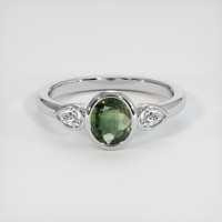 1.11 Ct. Green Sapphire Ring, 18K White Gold 1